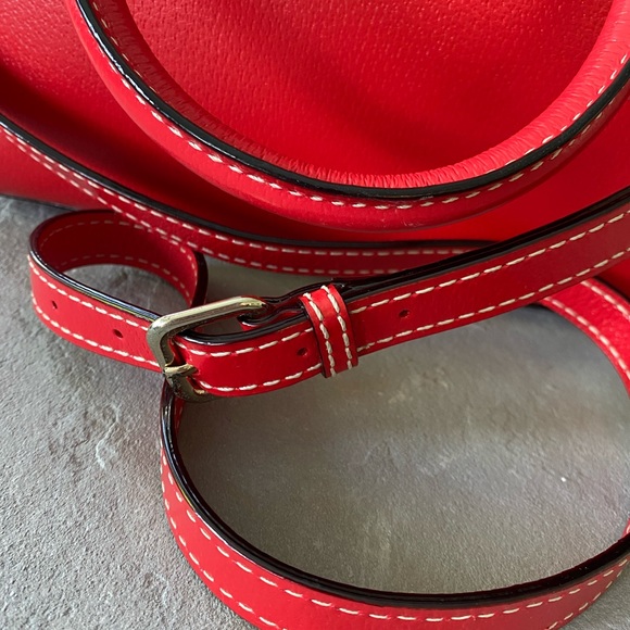 Kate Spade Red Leather Wellesley purse detachable cross-body strap gold hardware - Picture 8 of 11